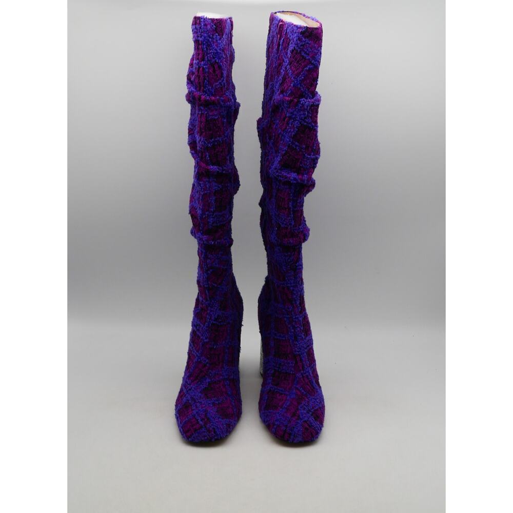 NEW Betsey Johnson Women's 6 Declaan Tall Boots Purple Tweed Rhinestone Heels - Picture 6 of 13